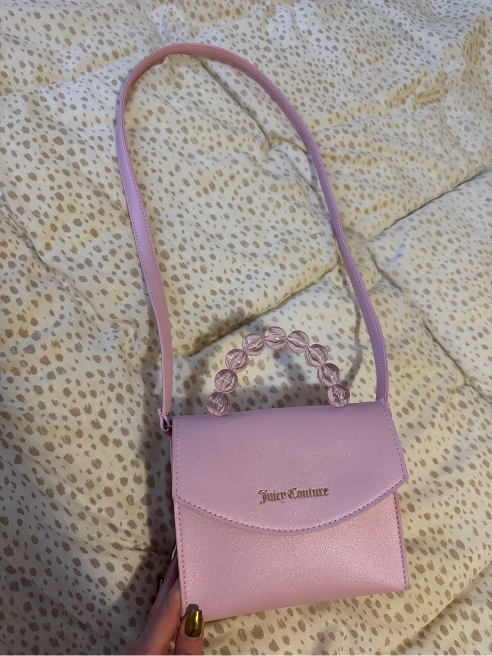 Juicy Couture Lavender Pink Crossbody Bag with Beaded Top Handle